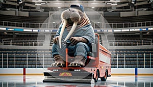 Walrus Driving a Zamboni photo