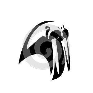 Walrus head black vector outline