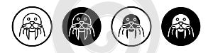 Walrus thin line vector icon set