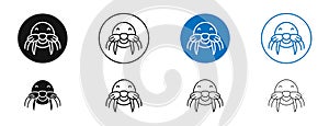 Walrus thin line vector icon set