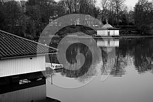 Walsall Arboretum mono beauty fine art water reflections huts