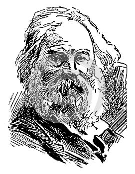 Walt Whitman, vintage illustration