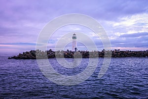 Walton Lighthouse at the Santa Cruz harbor in Monterey bay