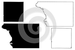 Walworth and Sanborn County, State of South Dakota U.S. county, United States of America, USA, U.S., US map vector illustration