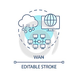 Wan connection type soft blue concept icon