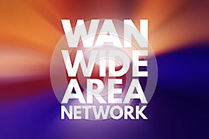 WAN - Wide Area Network acronym, technology concept background