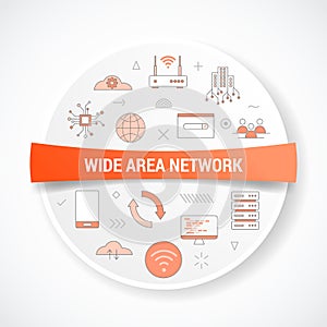 Wan wide area network concept with icon concept with round or circle shape