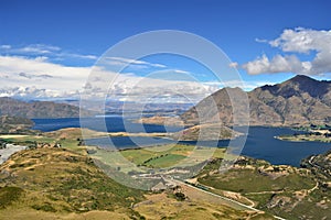 Wanaka lake landscape from Mt Istmus, New Zealand