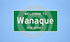 Wanaque, New Jersey city limit sign. Town sign from the USA.