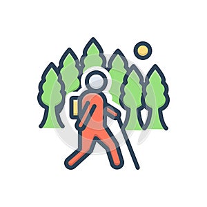 Color illustration icon for Wander, tramp and trudge photo