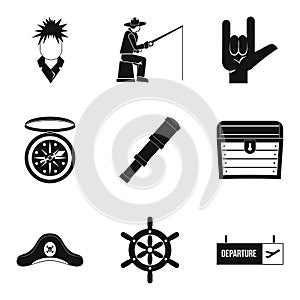 Wanderer icons set, simple style