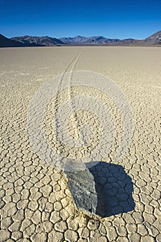 wandering rock, the racetrack, death valley , california. unexplained mysterious moving stone