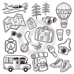 Wanderlust Concept Isolated Doodle Collection