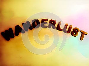 wanderlust text written on abstract background