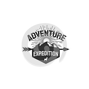 In wanderlust we trust logo, adventure expedition