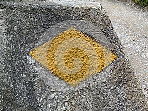 Wanderweg sign in yellow close to Zurich, Switzerland. Official hiking path indication photo