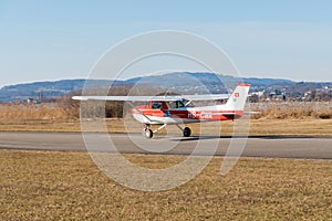 Cessna 150L Aerobat airplane in Wangen-Lachen in Switzerland
