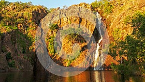 Wangi waterfalls in litchfield national park in the late afternoon