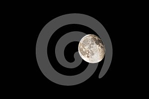 Waning gibbous moon on a black background
