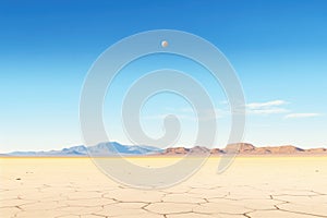 waning gibbous over empty desert landscape