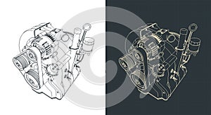 Wankel rotary engine isometric blueprints