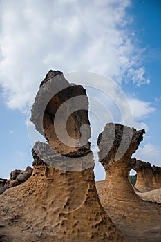 Wanli District, New Taipei City, Taiwan Yehliu Geopark and fishtail mushroom-shaped rock strange rocky landscape