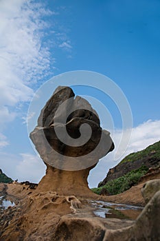 Wanli District, New Taipei City, Taiwan Yehliu Geopark and fishtail mushroom-shaped rock strange rocky landscape