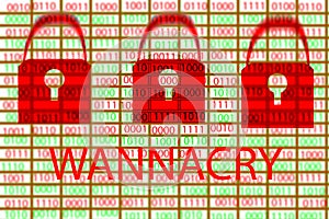 The wannacry and binary code concept on the desktop screen. the