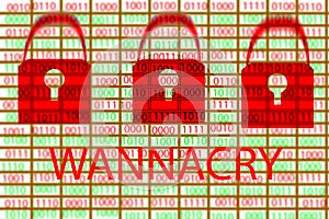 The wannacry and binary code concept on the desktop screen. the
