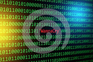 The WannaCry and Binary code Concept Security and Malware attack