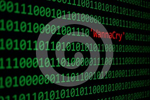 The WannaCry and Binary code Concept Security and Malware attack
