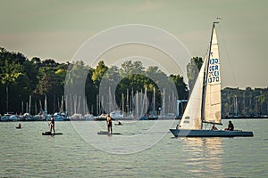 Wannsee Lake, DE. Sailing Boats, Paddle Boards, Kayaks