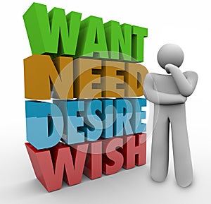 Want Need Desire Wish Thinker 3d Words photo