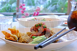Wantan Mee with Sliced Chicken photo