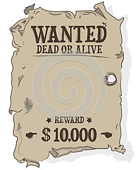 Wanted dead or alive poster vector