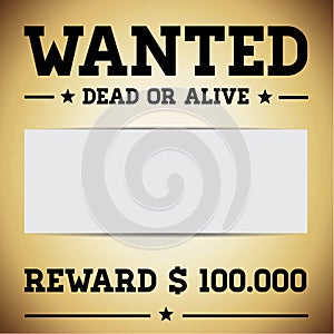 Wanted dead or alive template vector