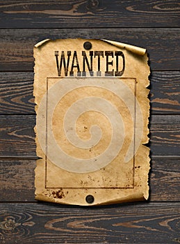 Wanted dead or live blank poster. Wild west background. photo