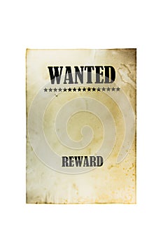 Wanted dead or live paper background. Wild west poster