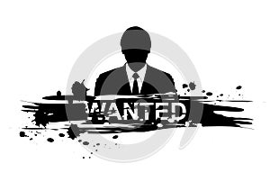 Wanted design with silhouette man