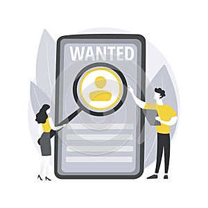 Wanted employees abstract concept vector illustration.