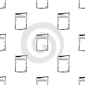 Wanted icon in black style isolated on white background. Wild west pattern stock vector illustration.