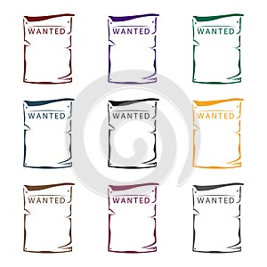 Wanted icon in black style isolated on white background. Wlid west symbol stock vector illustration.