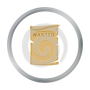 Wanted icon cartoon. Singe western icon from the wild west cartoon.