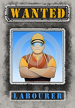 Wanted Labourer Poster Illustration High Resolution