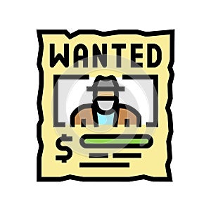 wanted poster color icon vector illustration