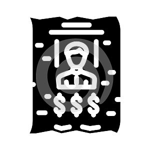 wanted poster crime glyph icon vector illustration