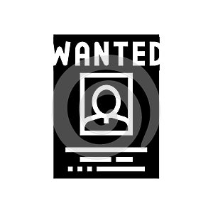 wanted poster crime glyph icon vector illustration