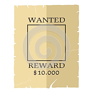 Wanted Poster Flat Icon Isolated on White