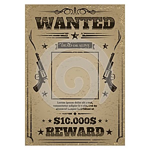 Wanted poster with rough texture