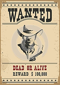 Wanted poster.Vector western illustration
